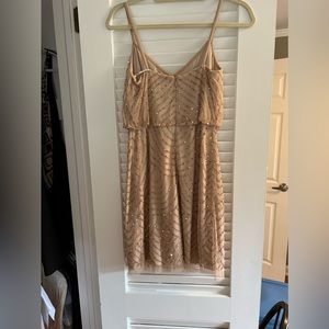 Short cocktail dress light tan with pink hue